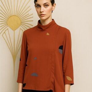 Eve gravel Mirage Pac-Man 3/4 Wrap Art Deco MCM Blouse Top